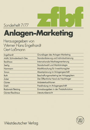 Anlagen-Marketing von Engelhardt,  Werner Hans, Lassmann,  Gert