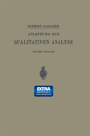 Anleitung zur Qualitativen Analyse von Gadamer,  Johannes, Schmidt,  Ernst