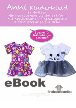 ANNI Kinderkleid Babykleid Schnittmuster mit Nähanleitung von firstloungeberlin von Schille,  Ina