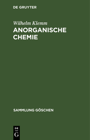 Anorganische Chemie von Klemm,  Wilhelm