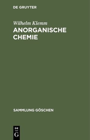 Anorganische Chemie von Klemm,  Wilhelm