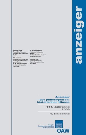 Anzeiger der philosophisch-historischen Klasse 144. Jahrgang 1. Halbband 2009