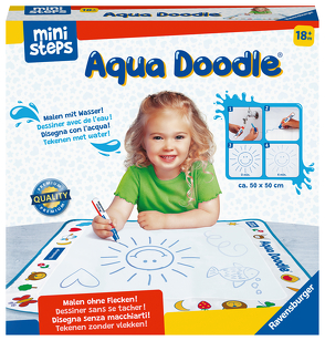 Ravensburger ministeps 4178 Aqua Doodle – Erstes Malen für Kinder ab 18 Monate, Malset für fleckenfreien Malspaß mit Wasser, inklusive Matte und Stift