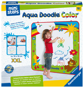 Ravensburger ministeps 4182 Aqua Doodle XXL Color – Farbiges erstes Malen für Kinder ab 18 Monaten, fleckenfreier Malspaß mit Wasser – Matte 78×78 cm