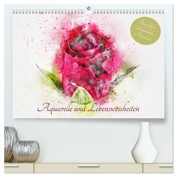 Aquarelle und Lebensweisheiten (hochwertiger Premium Wandkalender 2024 DIN A2 quer), Kunstdruck in Hochglanz von Hurley,  Rose