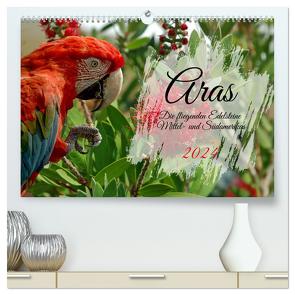 Aras – die fliegenden Edelsteine Mittel- und Südamerikas (hochwertiger Premium Wandkalender 2024 DIN A2 quer), Kunstdruck in Hochglanz von Kleemann,  Claudia