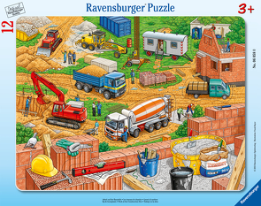 Ravensburger Kinderpuzzle – 06058 Arbeit auf der Baustelle – Rahmenpuzzle für Kinder ab 3 Jahren, mit 12 Teilen von Bayer Design