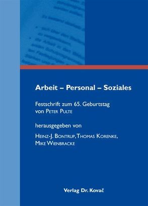 Arbeit – Personal – Soziales von Bontrup,  Heinz-J., Korenke,  Thomas, Wienbracke,  Mike