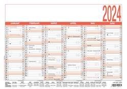 Arbeitstagekalender 2024 – A4 (29,7 x 21 cm) – 6 Monate auf 1 Seite – Tafelkalender – Plakatkalender – Jahresplaner – 907-0000