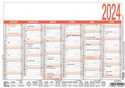 Arbeitstagekalender 2024 – A5 (21 x 14,8 cm) – 6 Monate auf 1 Seite – Tafelkalender – Plakatkalender – Jahresplaner – 904-0000