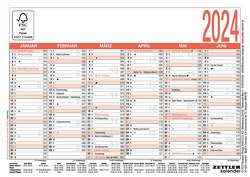 Arbeitstagekalender 2024 – A6 (14,8 x 10,5 cm) – 6 Monate auf 1 Seite – Tafelkalender – Plakatkalender – Jahresplaner – 900-0000