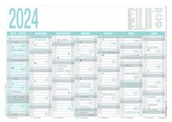 Arbeitstagekalender grau/türkis 2024 – A4 (29,7 x 21 cm) – 7 Monate auf 1 Seite – Tafelkalender – Plakatkalender – Jahresplaner – 909-0000