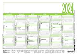 Arbeitstagekalender Recycling 2024 – A4 (29,7 x 21 cm) – 6 Monate auf 1 Seite – Blauer Engel – Tafelkalender – Plakatkalender – Jahresplaner – 907-0700