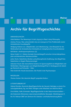 Archiv für Begriffsgeschichte. Band 49 von Bermes,  Christian, Dierse,  Ulrich, Rapp,  Christof