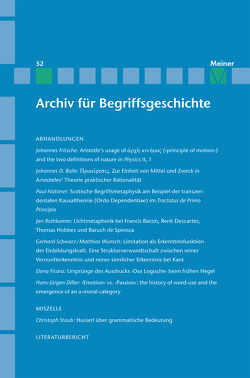 Archiv für Begriffsgeschichte. Band 52 von Bermes,  Christian, Dierse,  Ulrich, Erler,  Michael
