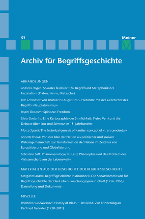 Archiv für Begriffsgeschichte. Band 53 von Bermes,  Christian, Dierse,  Ulrich, Erler,  Michael