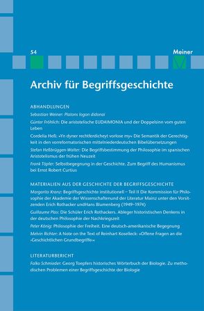 Archiv für Begriffsgeschichte. Band 54 von Bermes,  Christian, Dierse,  Ulrich, Erler,  Michael