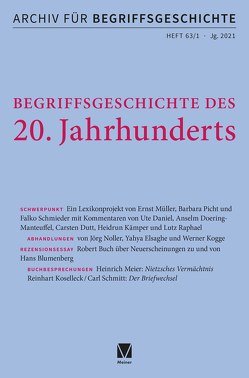 Archiv für Begriffsgeschichte. Band 63,1 von Bermes,  Christian, Busche,  Hubertus, Dutt,  Carsten