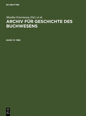 Archiv für Geschichte des Buchwesens / 1988 von Biester,  Björn, Historische Kommission des Börsenvereins, Wurm,  Carsten