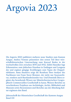 Argovia 2023 von Historische Gesellschaft des Kantons Aargau