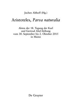 Aristoteles, ›Parva naturalia‹ von Althoff,  Jochen