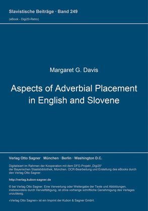 Aspects of Adverbial Placement in English and Slovene von Davis,  Margaret G.