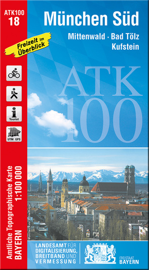 ATK100-18 München Süd (Amtliche Topographische Karte 1:100000) von Landesamt für Digitalisierung,  Breitband und Vermessung,  Bayern