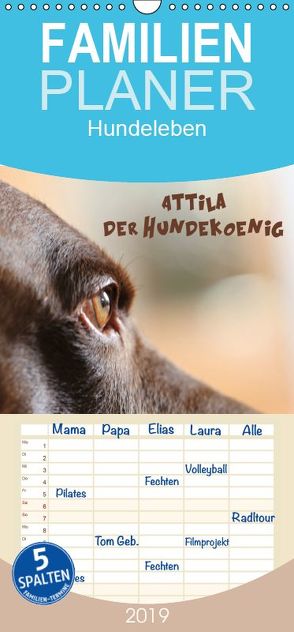 Attila, Der Hundekönig – Familienplaner hoch (Wandkalender 2019 , 21 cm x 45 cm, hoch) von Hultsch,  Heike