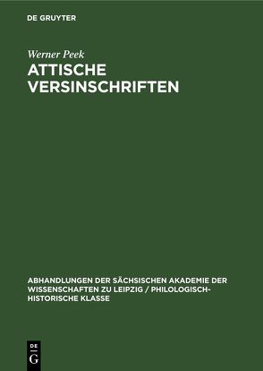 Attische Versinschriften von Peek,  Werner