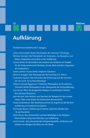 Aufklärung, Band 21: Religion von Kreimendahl,  Lothar, Neugebauer-Wölk,  Monika, Vollhardt,  Friedrich