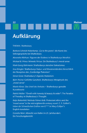 Aufklärung, Band 22: Shaftesbury von Kreimendahl,  Lothar, Mulsow,  Martin, Neugebauer-Wölk,  Monika, Vollhardt,  Friedrich