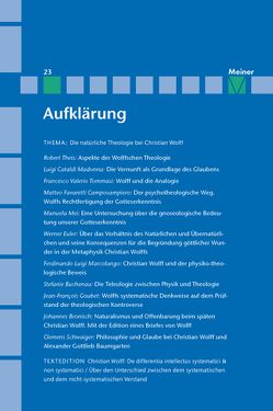 Aufklärung, Band 23: Die natürliche Theologie bei Christian Wolff von Albrecht,  Michael, Kreimendahl,  Lothar, Mulsow,  Martin, Vollhardt,  Friedrich