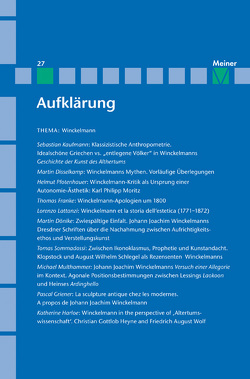 Aufklärung, Band 27: Winckelmann von Kreimendahl,  Lothar, Mulsow,  Martin, Vollhardt,  Friedrich
