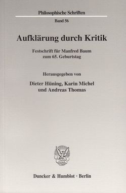 Aufklärung durch Kritik. von Hüning,  Dieter, Michel,  Karin, Thomas,  Andreas
