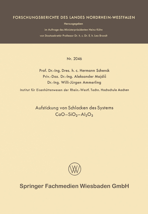 Aufstickung von Schlacken des Systems CaO—SiO2—Al2O3 von Schenck,  Hermann Rudolf