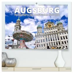Augsburg – Die Highlights der schwäbischen Metropole (hochwertiger Premium Wandkalender 2024 DIN A2 quer), Kunstdruck in Hochglanz von Ratzer,  Reinhold