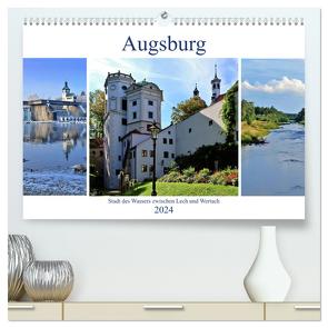 Augsburg – Stadt des Wassers zwischen Lech und Wertach (hochwertiger Premium Wandkalender 2024 DIN A2 quer), Kunstdruck in Hochglanz von Lutzenberger,  Monika