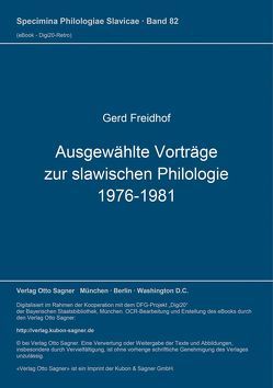 Ausgewählte Vorträge zur slawischen Philologie 1976-1981 von Freidhof,  Gerd