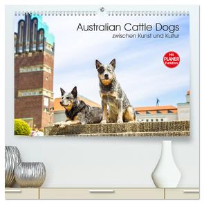 Australian Cattle Dogs zwischen Kunst und Kultur (hochwertiger Premium Wandkalender 2024 DIN A2 quer), Kunstdruck in Hochglanz von Verena Scholze,  Fotodesign