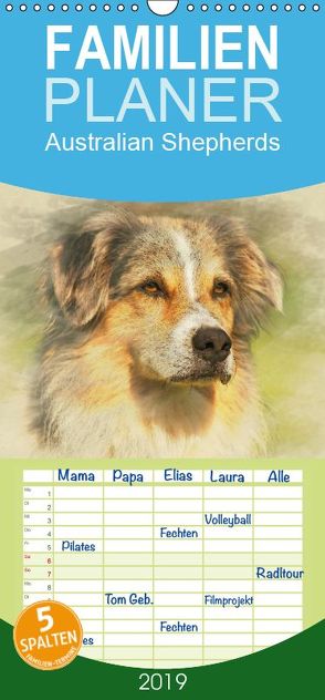 Australian Shepherds 2019 – Familienplaner hoch (Wandkalender 2019 , 21 cm x 45 cm, hoch) von Redecker,  Andrea