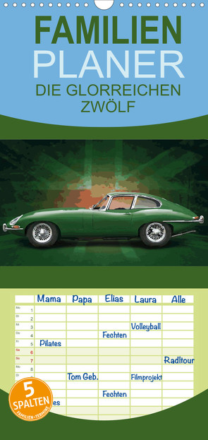 Familienplaner AUTOMOBIL: DIE GLORREICHEN ZWÖLF (Wandkalender 2022 , 21 cm x 45 cm, hoch) von Freiwah,  Tom, Oldtimer-Art.de