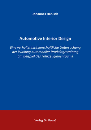 Automotive Interior Design von Hanisch,  Johannes
