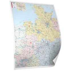 Kastanea Postleitzahlenkarte Nordwest-Deutschland, 113 x 131 cm, Papierkarte gerollt, folienbeschichtet und beleistet