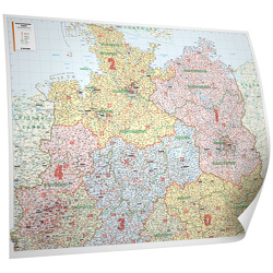 Kastanea Postleitzahlenkarte Norddeutschland, 131 x 98 cm, Papierkarte gerollt, beschichtet und beleistet