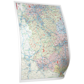 Kastanea Postleitzahlenkarte Rheinland-Pfalz /Saarland, 98 x 130 cm, Papierkarte gerollt, beschichtet und beleistet