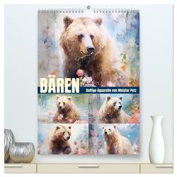 Bären. Duftige Aquarelle von Meister Petz (hochwertiger Premium Wandkalender 2024 DIN A2 hoch), Kunstdruck in Hochglanz von Hurley,  Rose