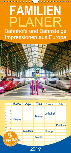 Bahnhöfe und Bahnsteige – Impressionen aus Europa – Familienplaner hoch (Wandkalender 2019 , 21 cm x 45 cm, hoch) von Lehmann (Hrsg.),  Steffani