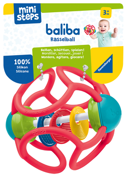 Ravensburger ministeps 4151 baliba Rasselball – Flexibler Greifling, Beißring und Babyrassel – Baby Spielzeug ab 3 Monate – rot