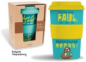 Bamboo Becher to go „Ich bin nicht FAUL …“ Faultier 400 ml für Kaffee/Tee