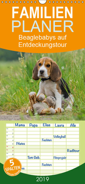 Beaglebabys auf Entdeckungstour – Familienplaner hoch (Wandkalender 2019 , 21 cm x 45 cm, hoch) von Teßen,  Sonja